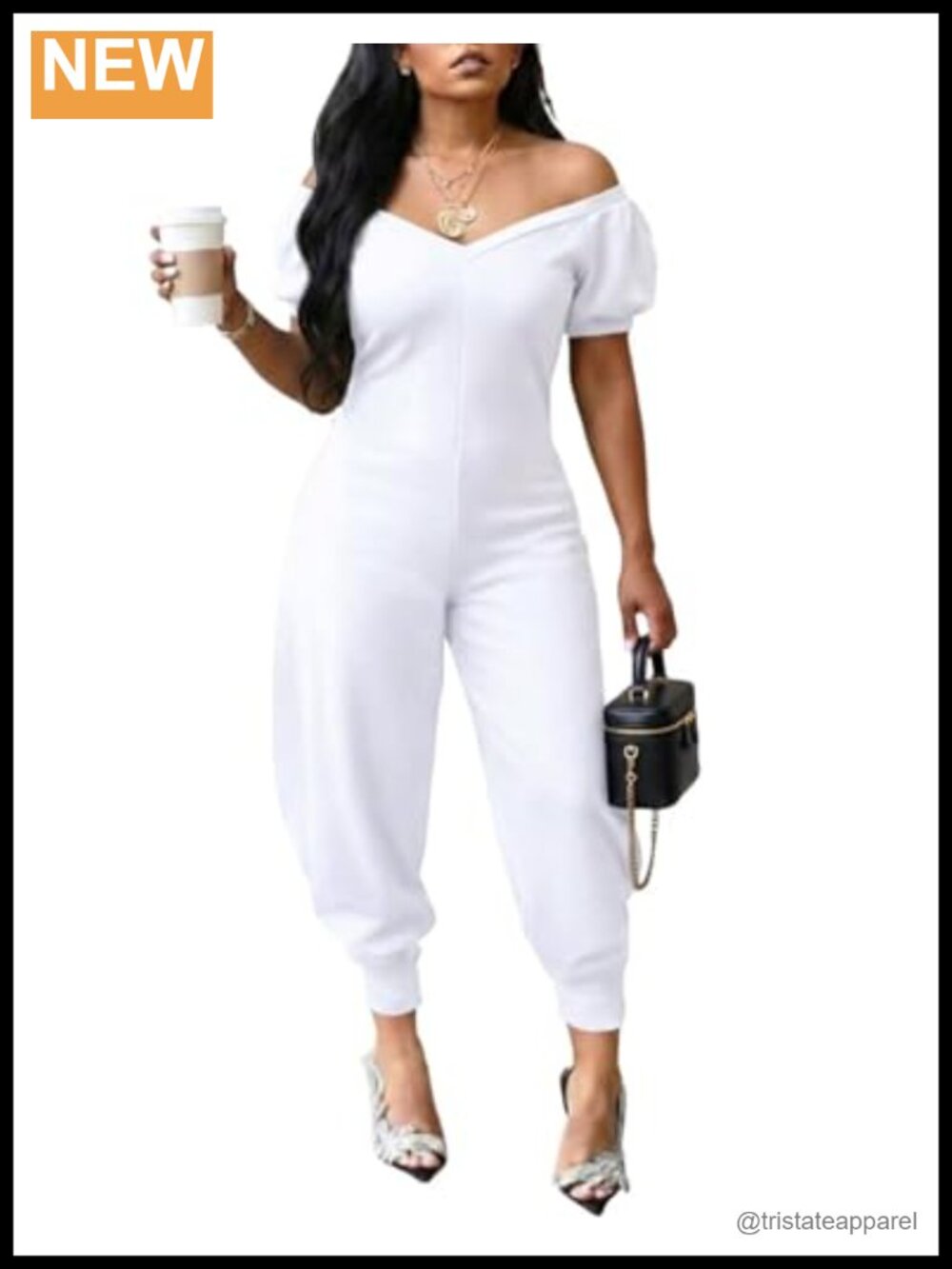 Off Shoulder V Neck Cropped Jumpsuit Romper Short Sleeve One Piece